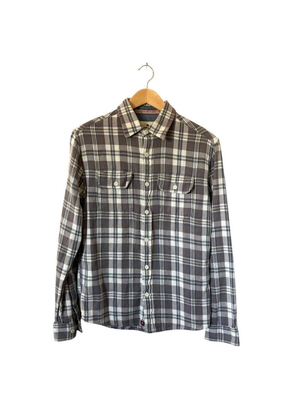 The Normal Brand Mens Flannel Shirt Long Sleeve Small Gray